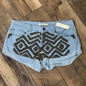 🛍 4/$20 Capulet Gold Sequin Denim Shorts L